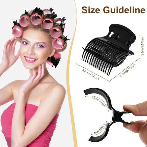 MEDOCA Hot Roller Clips -10PCS Hair Roller Clips - Hair Curler Claw Clip - Replacement Roller Clips for Women Girls Hair Section Styling - Black