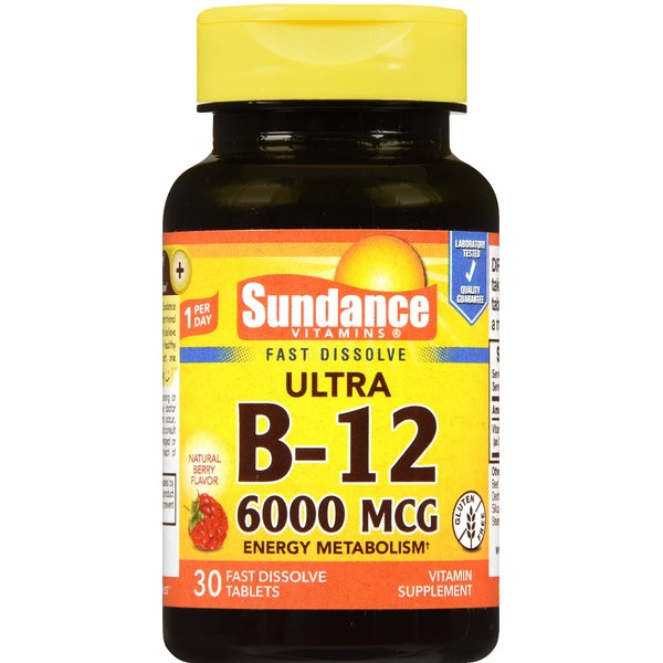 Sundance Vitamin B12 6000 mcg Tablets, 30 Count