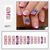 4th of July Press on Nails Independence Day Fake Nails Short Square False Nails Full Cover Red French Tip Stars Glue on Nails Glossy Stick on Nails for Women and Girls Nail Art Decoration 24Pcs