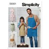 Simplicity Kids' and Adult's Half and Full Apron Packet, Code 9301 Sewing Pattern, Sizes S-XL, White