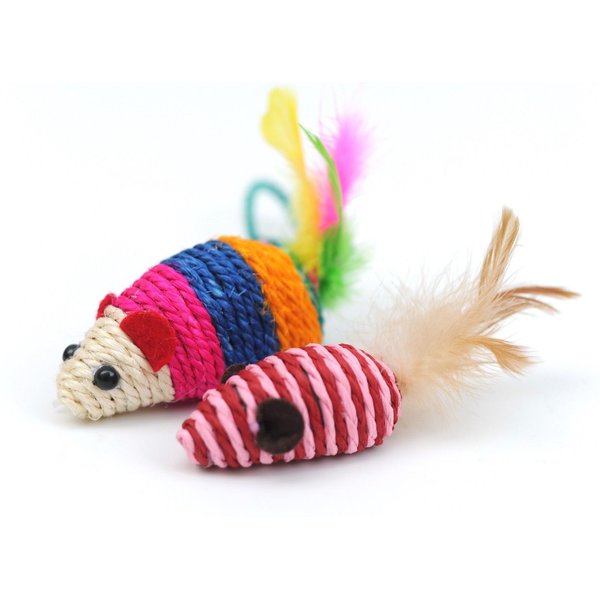 GOG A Set of 2 Mice Cat Pet Toy Mouse Cat Rope Sisal Weave Chew Pet Cat Toy Sisal Feather Mice Mouse Toy