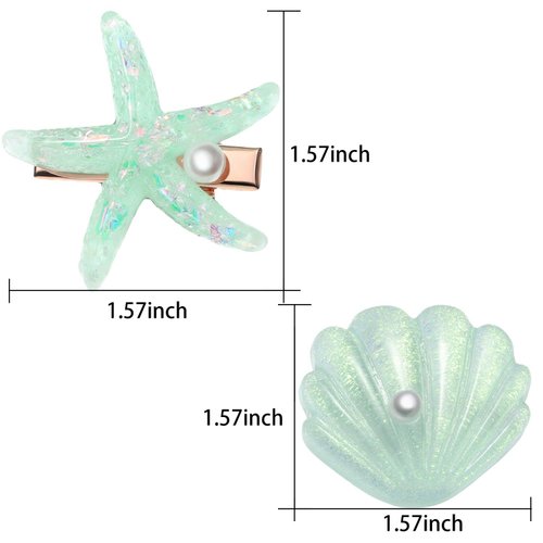 8 Pieces Starfish Hair Clip Shell Pearl Hair Barrettes Resin Mermaid Hair Accessories for Women and Girls Beach Wedding Party