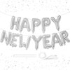 Happy New Year Banner, 16 Inch Silver Thickened Foil Mylar Helium Balloons Banner for 2025 New Years Party Decorations New Years Eve Party Supplies Decoracion De Año Nuevo 2025 Balloons | Silver