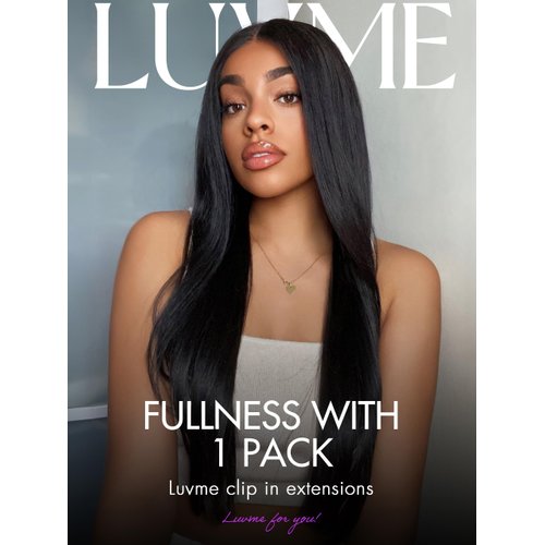 LUVME HAIR Fullness with 1 Pack Silky Straight Clip in Hair Extensions, 16inch 135g 9pcs Natural Black Hair Extensions Real Human Hair for Women