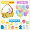 Easter Basket Stuffer Mochi Fidget Toys, 15 Set of Easter Eggs with Mochi Squishy Toys Inside Tiny Kawaii Squeeze Toy for Easter Party Favors Easter Gifts for Kids Classroom Rewards School Prize