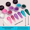 Prim and Pure Kids Makeup Gift Set - Stencil, Makeup Eyeshadow Bioglitter Lip Gloss and Cosmetic Bag Mirror Makeup Brush Accessories (Mermaid Blue)