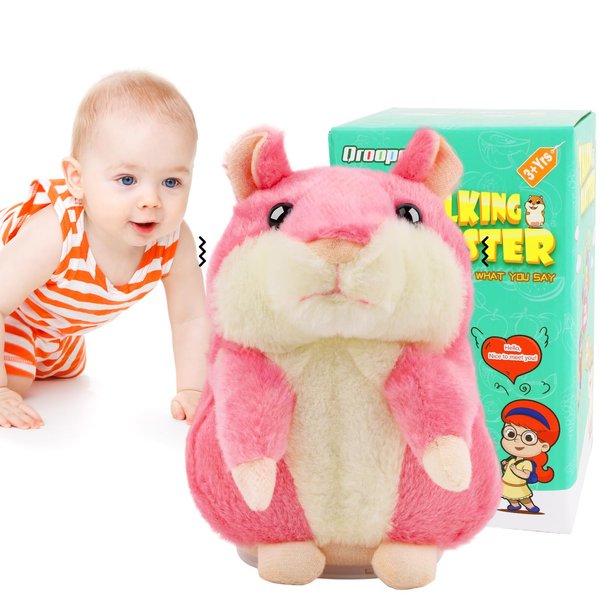 Qrooper Baby Toys Talking Hamster, Repeats What You Said Toddler Toy Baby Girls Toys Talks Back Interactive Toy Autism Toy Stocking Stuffers Birthday Gift for 3 4 5 6+ Year Olds