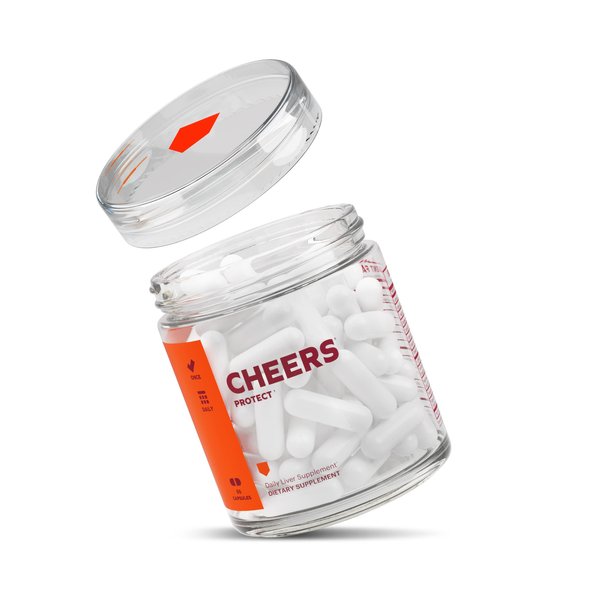 Cheers Protect | Daily Liver Supplement for Drinkers with L-Cysteine + DHM | Increase Glutathione Levels | 30 Doses | Cysteine, Dihydromyricetin, Milk Thistle, Prickly Pear, B-Vitamins, Ginger