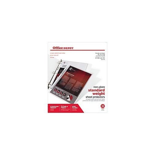 Office Depot Non-Glare Standard Weight Sheet Protectors, 8 1/2in. x 11in., Box of 50, 491703