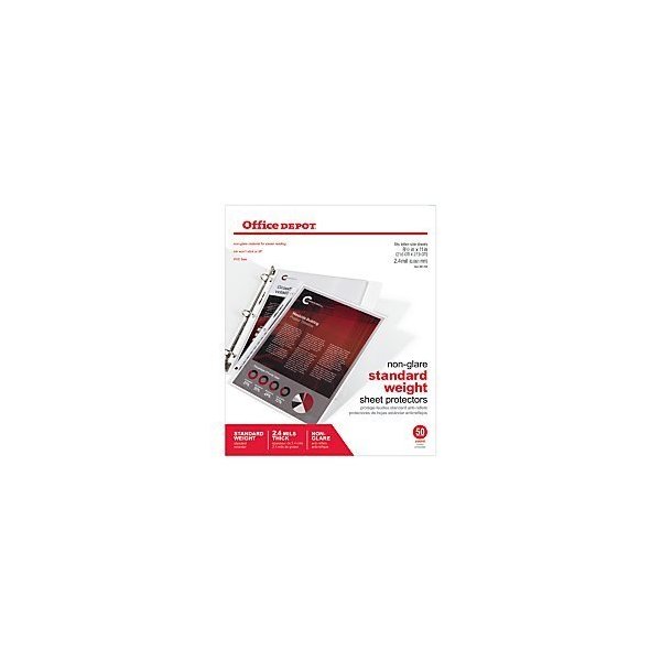 Office Depot Non-Glare Standard Weight Sheet Protectors, 8 1/2in. x 11in., Box of 50, 491703