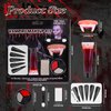 Halloween Face Painting Makeup Kit, Black Gray Red Face Paint + Vampire Fangs Teeth + Fake Blood Washable + Halloween Nails Black, SFX Face Body Paint for Zombie Cosplay, Injuries, Blood Effects