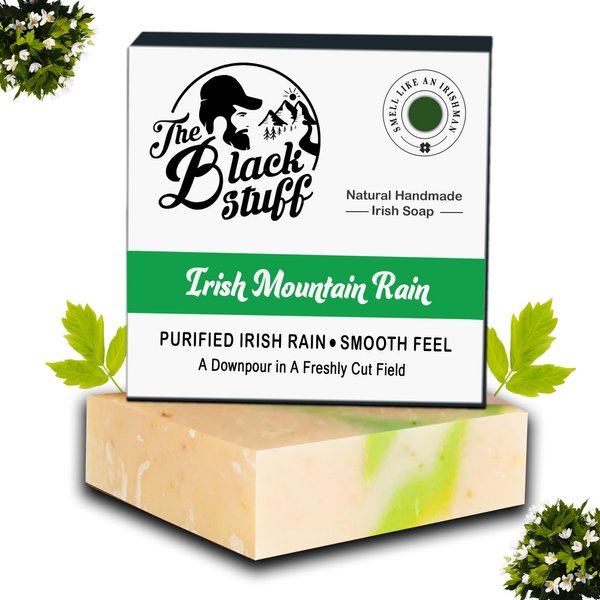 The Black Stuff All Natural Bar Soap for Men Handmade Cold Process Soaps with Organic Ingredients and Essential Oils - Mens Soap for Daily Use, Irish Mountain Rain Body Soap