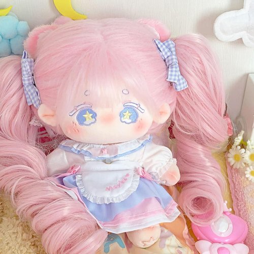 CALEMBOU Plush Doll, 20cm Cute Cotton Doll with Skeleton, Anime Plushies Soft Stuffed Dress Up Doll, Kawaii Plush Toys Gift Come with Doll Clothes (Doll&Clothes-Maybe-Pink)
