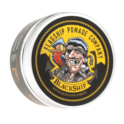 FLAGSHIP Handmade BlackShip Water Based Hair Pomade Strong Hold Low Shine Rumrunner Scent 3.4 oz
