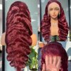 TopSilky 13x4 burgundy lace front wigs human hair Pre Plucked 180 Density HD Body Wave Lace Front Wigs Human Hair Pre Plucked Bleached Knots Transparent Frontal Wigs Human Hair(26inch)