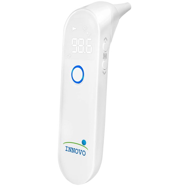 Newly Released Innovo Medical Professional Series Ear Thermometer Digital Fever Termometro with Disposable Probes, Snow White