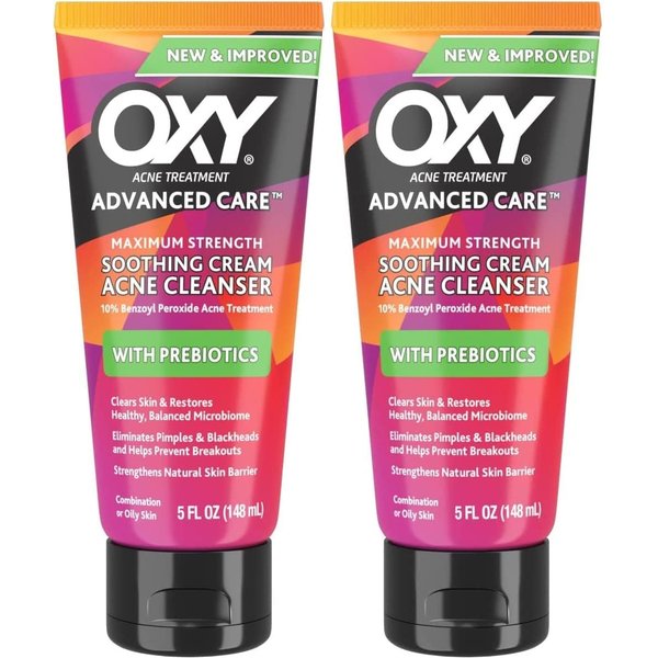 OXY Acne Medication Maximum Action Advanced Face Wash, Advanced Face Wash 5oz (Pack of 2)