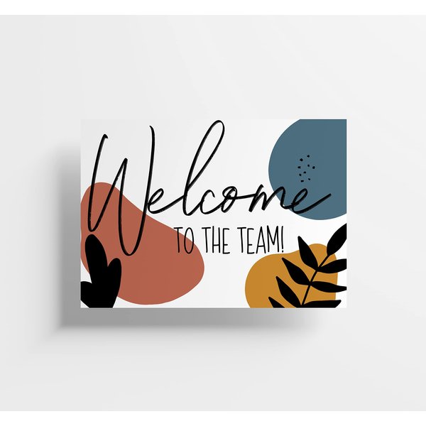 Red Door Inspirations Welcome to the Team 5x7 Flat Card, Made in the USA! (Boho Flat Cards with Envelopes)