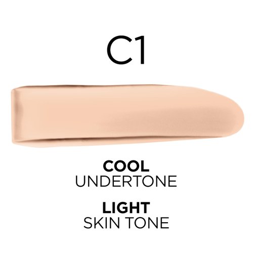 L’Oréal Paris True Match Super-Blendable Foundation, Medium Coverage Liquid Foundation Makeup, C1, Light, 1 Fl Oz