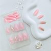 Light Pink Press on Nails Short Coffin Fake Nails Shimmer Bling False Nails with Silver Glitter Designs Gradient Glue on Nails Full Cover Acrylic Nails for Women 24 Pcs