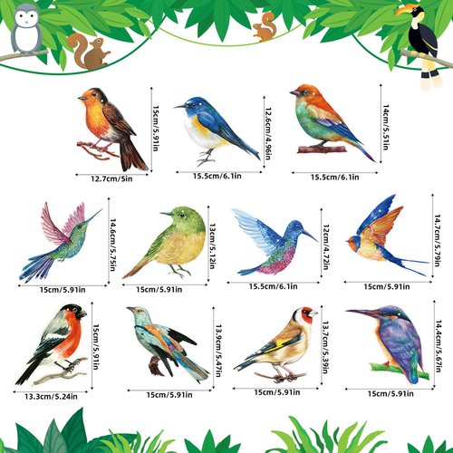 Sonwyoung 30 Pcs Bird Party Decorations Hawaiian Summer Rainforest Bird Hanging Swirl Foil Ceiling Decorations for Summer Luau Hawaiian Beach Pool Party Tiki Party Birthday Party Supplies
