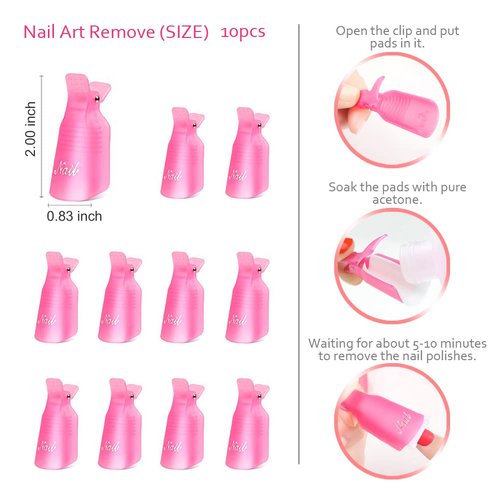 Gel Nail Polish Remover Tools Kit Acetone Acrylic Nails Tool Sets, With Nail Clips, Wipes, Cutter, Pump, Nail Buffer Shiner Files, Brush