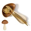 YumiPLUS Mushroom Spoon Rest for Kitchen Counter,Ceramic Spoon Holder for Stove Top,Cute Spatula Rest for housewarming,Large Porcelain Utensil Rest,Easy to Clean,Dishwasher Safe(Brown)