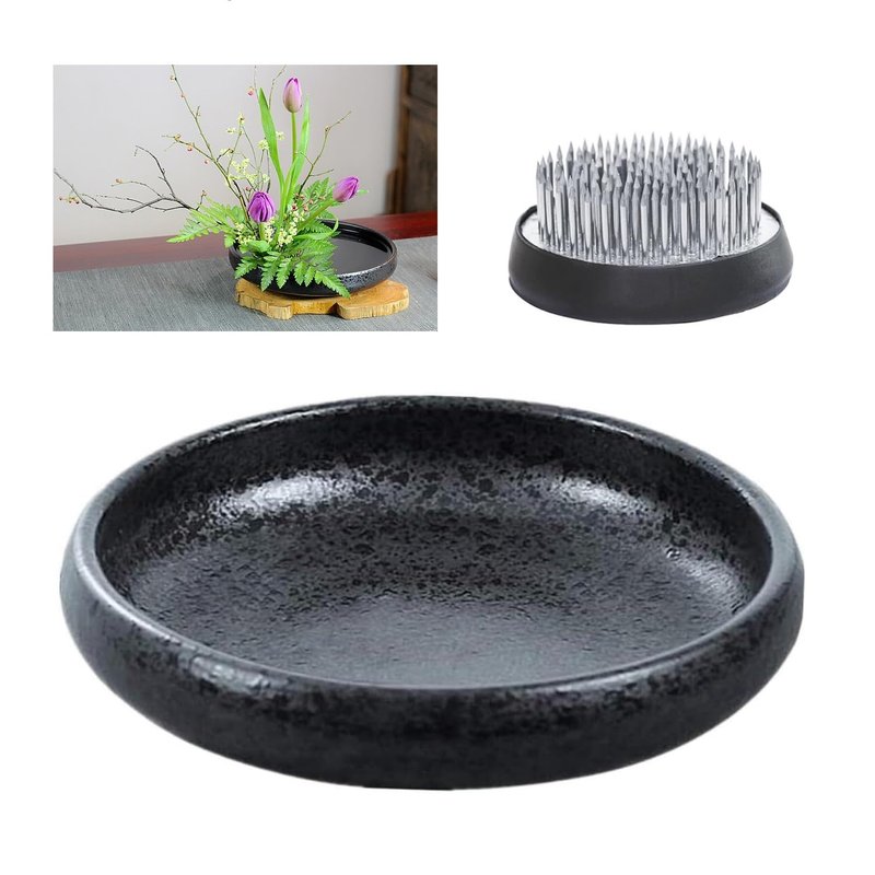 Ikebana japonais en acier inoxydable - Support d'arrangement floral Kenzan - Vase à fleurs rond en métal - Outil d'arrangement de fleurs (70 mm