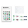 Tropical Press on Nails, 24 Pcs Long Coffin Fake Nails, Flower Leaf Designs Spring Summer Glue on Nails, Full Cover False Nails, Hawaiian Exquisite Static False Nails for Women