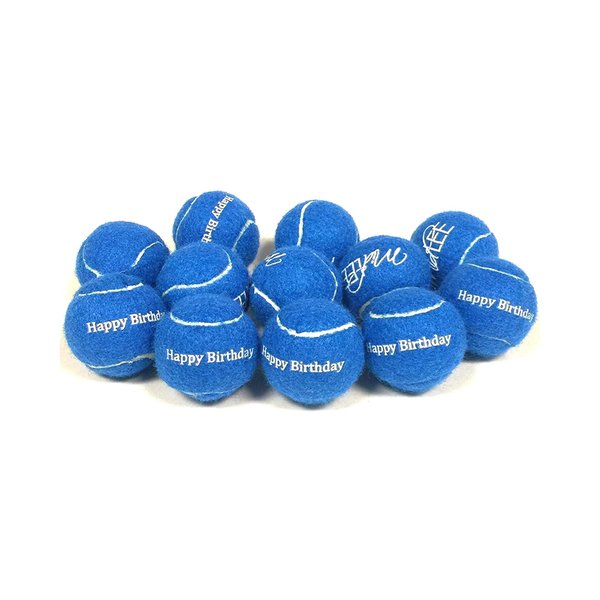 Midlee Happy Birthday Dog Tennis Balls (12 Pack) (Small, Blue)