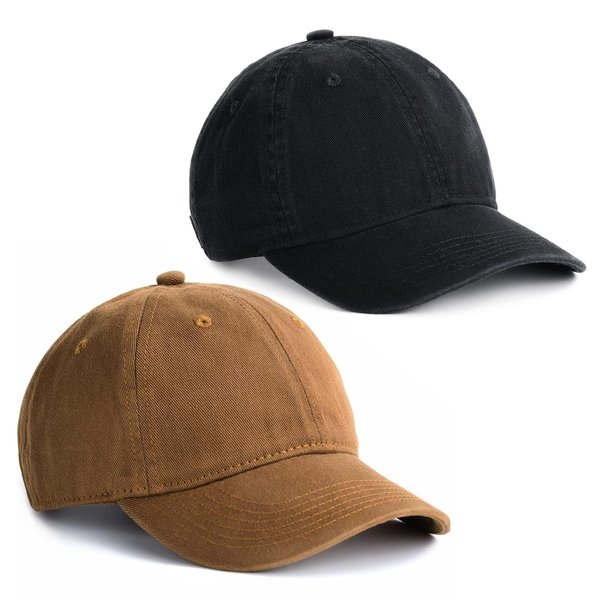 FURTALK Toddler Baseball Hat Kids Boys Girls Adjustable Washed Cotton Baseball Cap with Ponytail Dark Orange