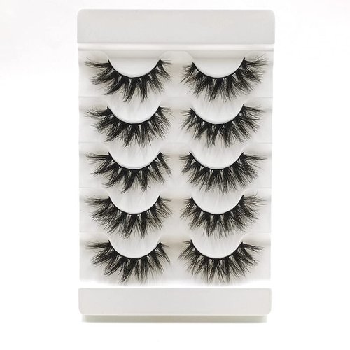 False Mink Lashes Curled 6D 15mm Fake Eye Lashes Wispy Lashes Natural Eyelash Soft Five Pairs (15mm LS04)