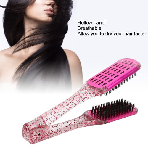 ZJchao Clamp Hair Brush, Double Sided Brush Clamp Hair Straightening Brush V Shape Double Comb Hair Straightening Splint Comb Soft Hair Straightener Clamp Brush Styling Tool Brushes for Women Men