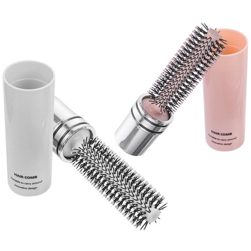 2pcs Round Hair Brush Compact Quiff Comb Retractable Curling Hairbrush Blow Drying Travel Styling Brush for Women
