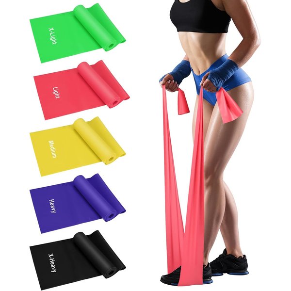 Exercise Bands for Working Out, Resistance Bands Set with 5 Resistance Levels, Skin-Friendly Elastic Bands with Carrying Pouch for Home Workout