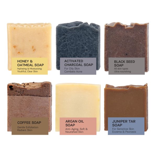 AUTHENTIC BATH & SOAP Natural Cold Processed - Soap Bar Gift Set for Men - Moisturizing, Soothing, Gentle Cleansing for Daily Use, Oil Control, Cruelty Free, SLS & Paraben Free (Pack of 6) 4.2 Oz Each