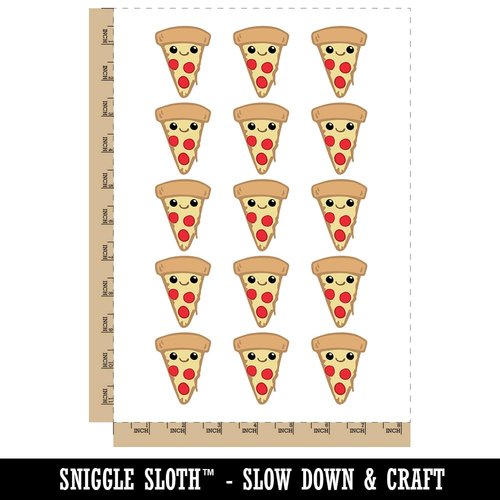 Cute Kawaii Pepperoni Pizza Temporary Tattoo Water Resistant Fake Body Art Set Collection - 15 2" Tattoos (1 Sheet)