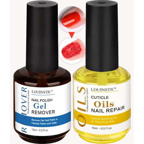 LOUINSTIC Gel Nail Polish Remover with Cuticle Oil for Nails, Gel Remover Quick Remove Gel Nail Polish within 3-5 mins, Nail Polish Gel Remover removedor de esmalte gel