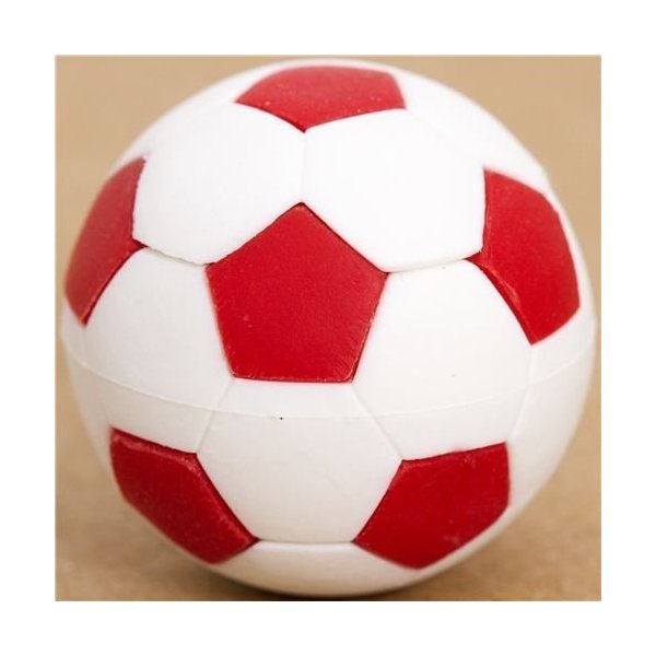 Iwako Cool Red And White Soccer Ball Eraser By