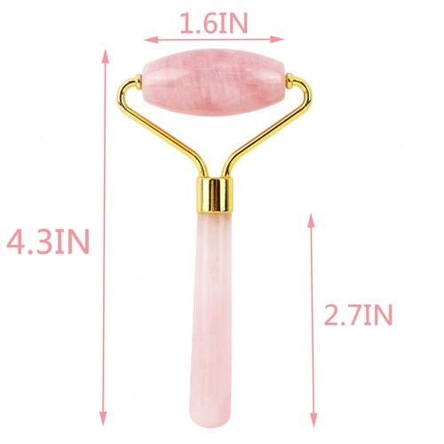 Pink Jade Rose Quartz Face Facial Roller Anti-Aging Roller Premium Authentic Jade Stone Massager GREAT BEAUTY GIFT KT00187