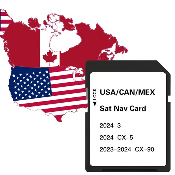 Original-Fit Latest Navigation SD Card, Seamless Map Update for 3 Hatch (2024), CX-5 (2024), CX-90 (2023-2024), Built-in USA/CAN/MEX GPS Data
