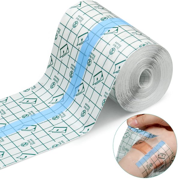 Transparent Dressing Adhesive Bandage Clear Waterproof Bandage Stretch Tape for Tattoos Swimming (3.94 Inch x 10.94 Yard)