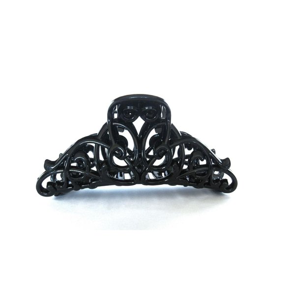 Long acrylic black filigree cut out hair claw clip