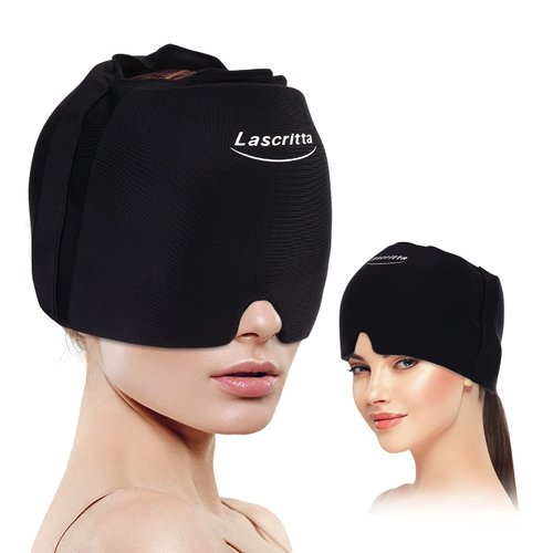 LASCRITTA Migraine Headache Relief Cap, Headache Relief Hat & Migraine Cap Cold Compress, Migraine Relief Cap, Cool Gel Head Wrap, Cold Compress Migraine Relief Products Device for Tension & Stress