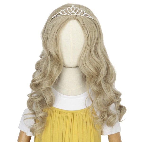 M MISS U HAIR Missuhair Princess Costume Wig Kids - Long Ash Blonde Costume Halloween Child Girl Wig with Crown