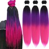 Ombre Purple Pink Braiding Hair Pre Stretched Braids Kanekalon Braiding Hair Extensions