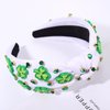 CEALXHENY St. Patrick's Day Headband for Women Green Shamrock Headband Embellished Crystal Rhinestone Knotted Headband St. Patrick's Day Hair Accessories Outfits Irish Holiday Gifts (Shamrock 3)
