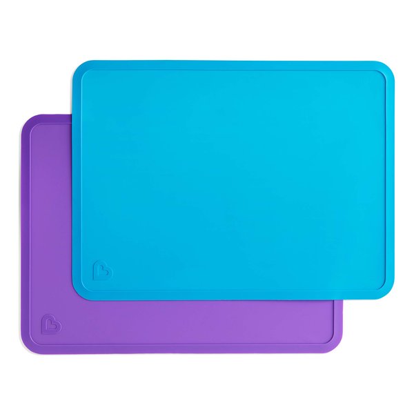 Munchkin® Spotless™ Silicone Placemats for Kids, 2 Pack, Blue/Purple