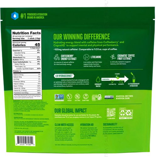 Liquid Hydration Multiplier, Electrolyte Powder, Berry Peach Variety (26 Stick Packs) – Rapid Hydration Drink Mix, Non-GMO Formula