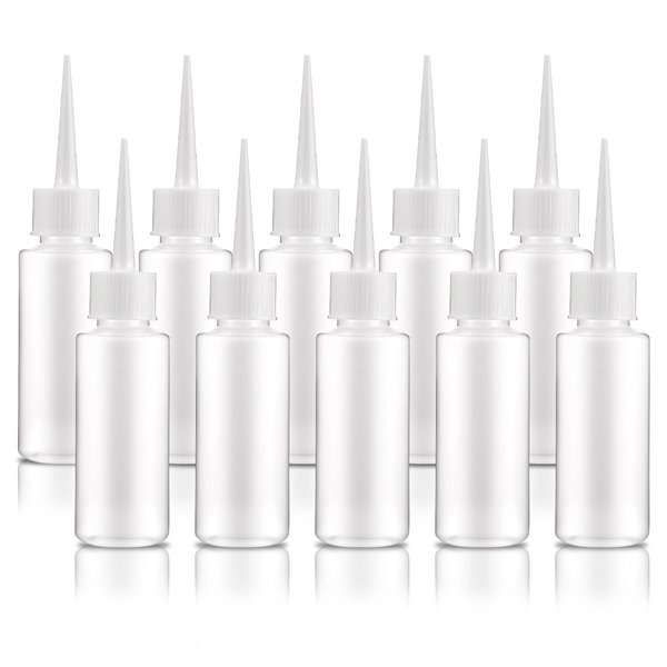 LLOUSSAK 10pcs 50ml Plastic Squeeze Bottles Glue Bottles Precision Tip Applicator Bottle Color Bottles for Hair Salon, Paint Art, Craft, Liquids, Glue